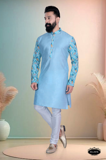 BLUE HUE KURTA WITH DESIGNER SLEEVES FOR EVERY ETHNIC WEAR