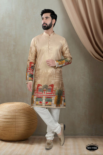 DESIGNER PANEL GOLD KURTA WITH ASTER FOR ALL ETHNIC EVENTS