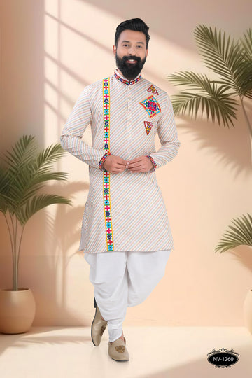 SOFT MULTI-COLOUR ONLY KURTA WITH LACE & PATCHWORK ACCENT FOR NAVRATRI