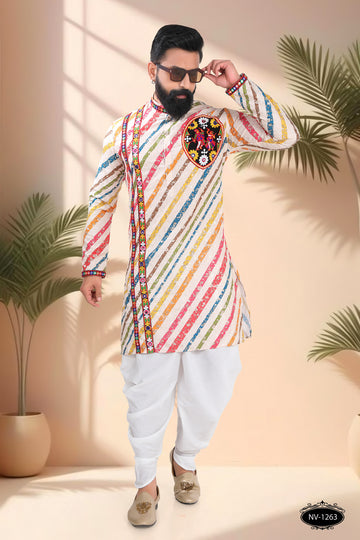 MULTI-COLOUR ONLY KURTA WITH LACE & PATCHWORK ACCENTS FOR NAVRATRI