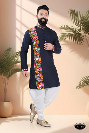 DEEP-BLUE TONE ONLY KURTA WITH LACE ACCENTS FOR NAVRATRI