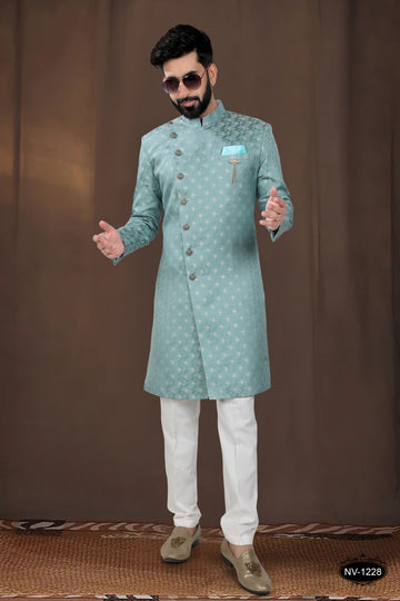 BLUE TONE INDO-WESTERN SET IN UNIQUE PATTERN FOR EVERY OCCASIONS