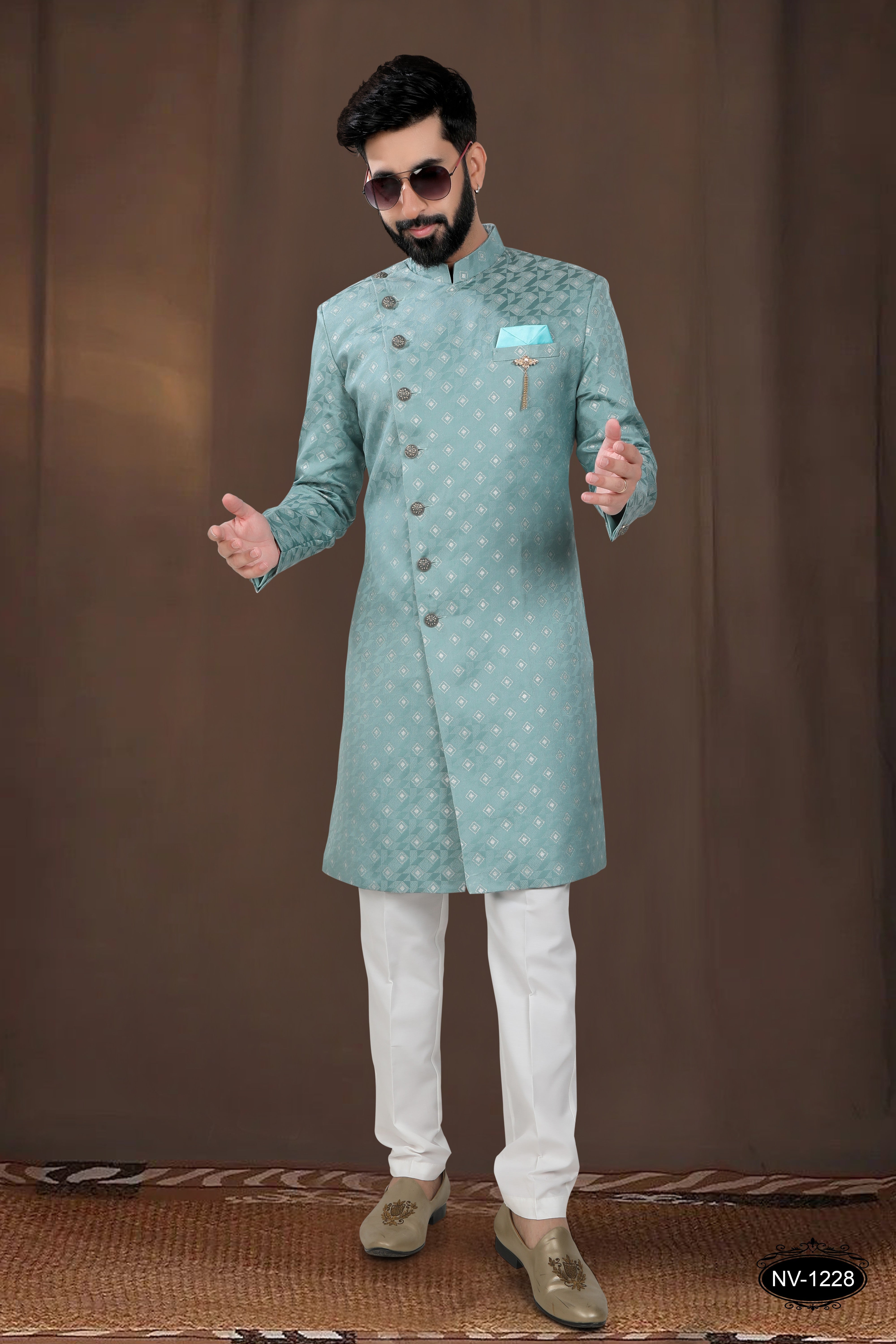 BLUE TONE INDO-WESTERN SET IN UNIQUE PATTERN FOR EVERY OCCASIONS