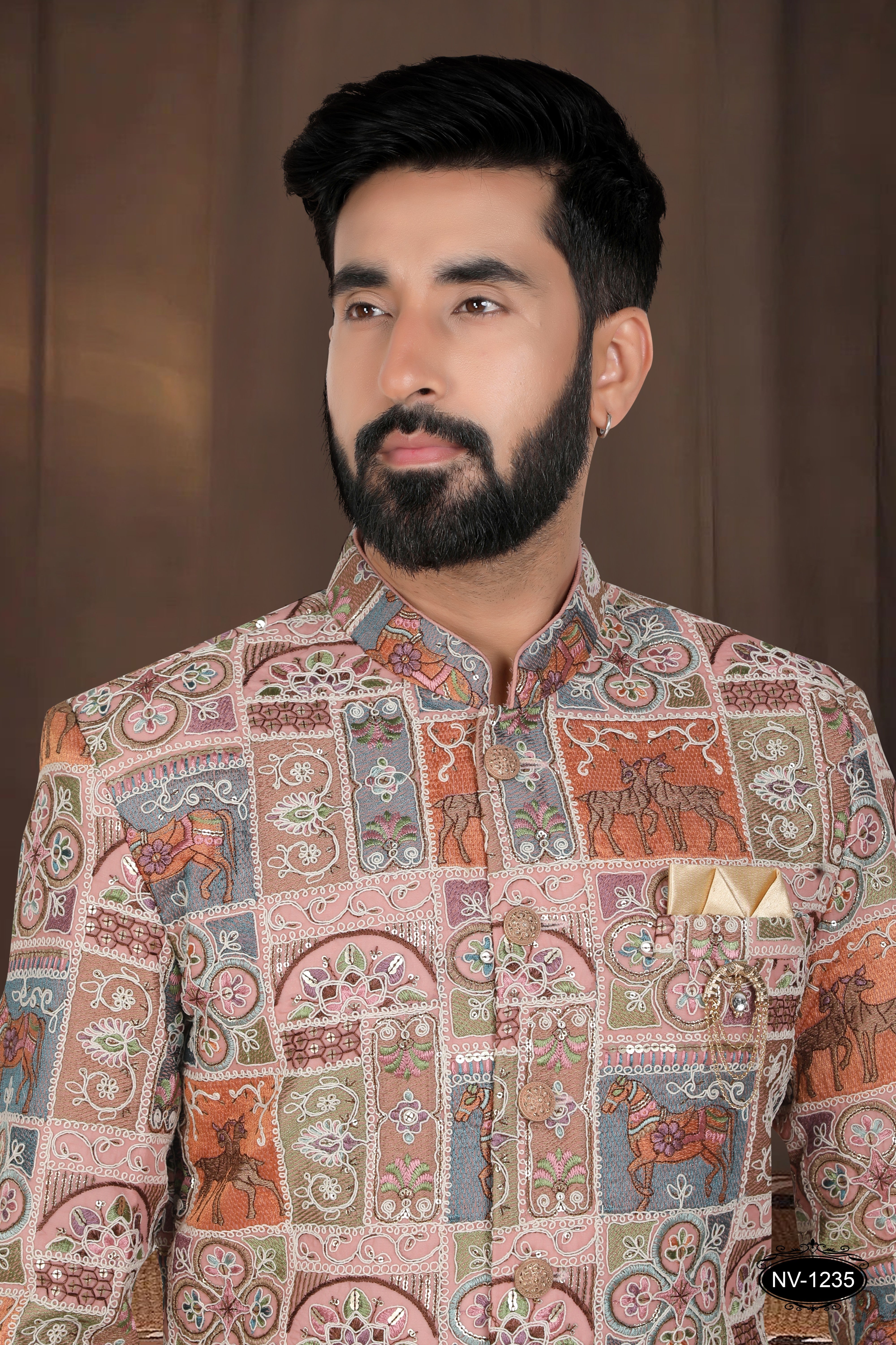 MULTI-TONE ( PINK-BASE ) TRADITIONAL INDO-WESTERN SET FOR EVERY WEDDING