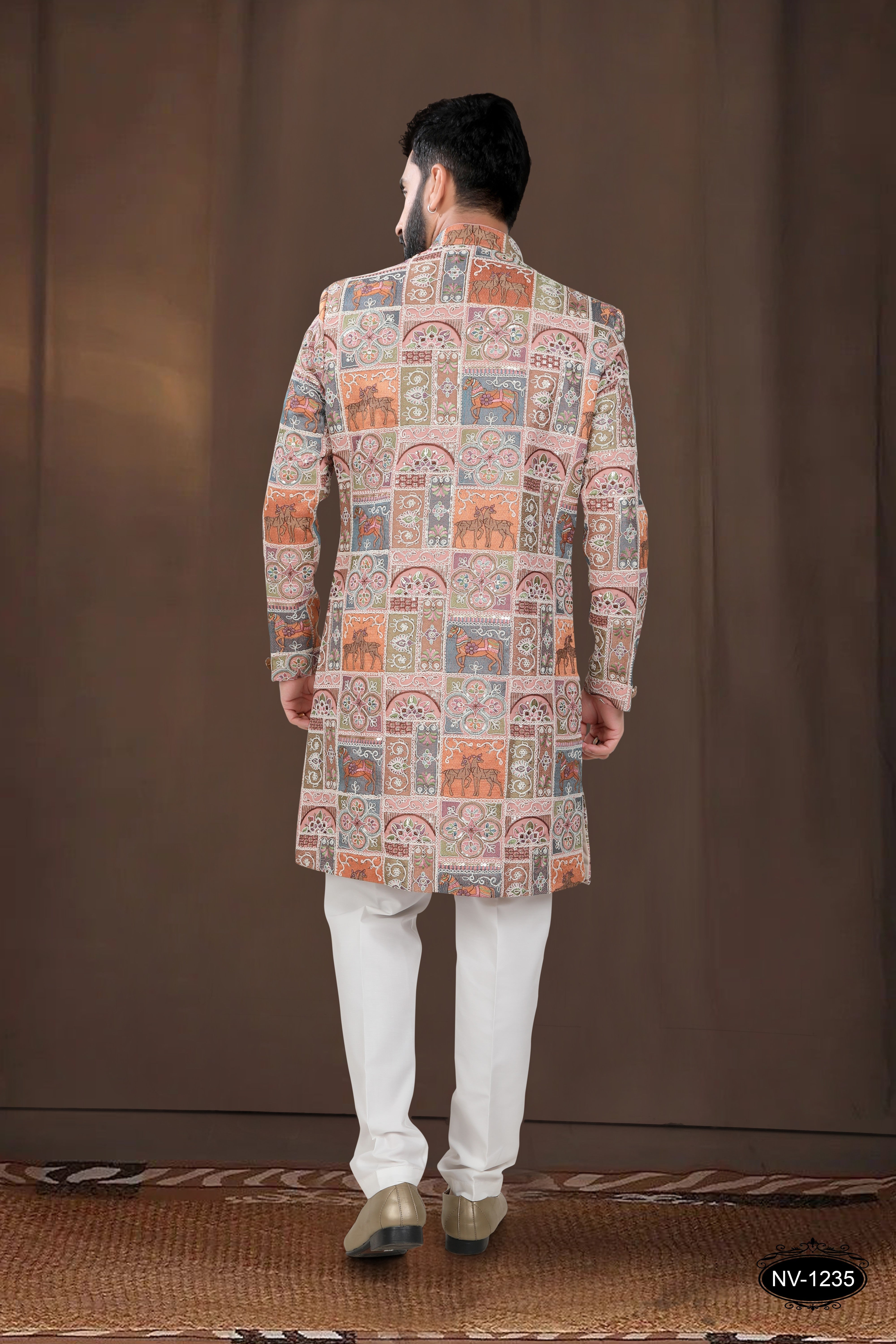 MULTI-TONE ( PINK-BASE ) TRADITIONAL INDO-WESTERN SET FOR EVERY WEDDING