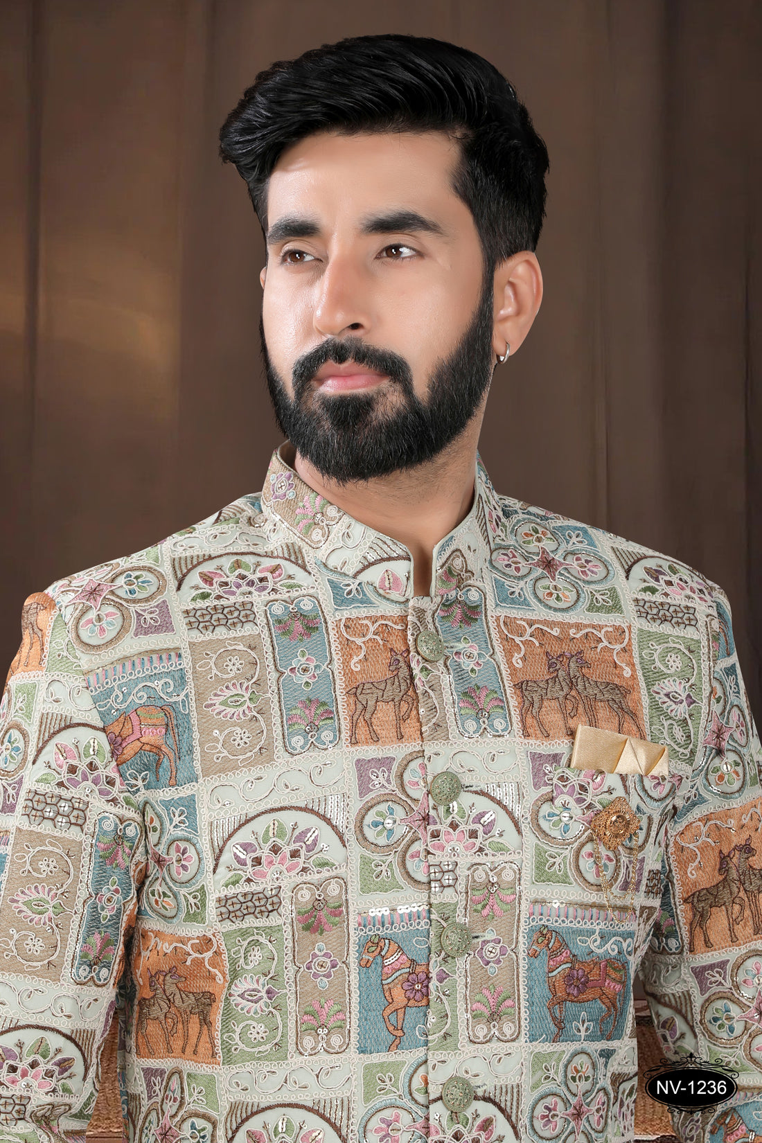 MULTI-TONE ( GREEN-BASE) TRADITIONAL INDO-WESTERN SET FOR EVERY WEDDING