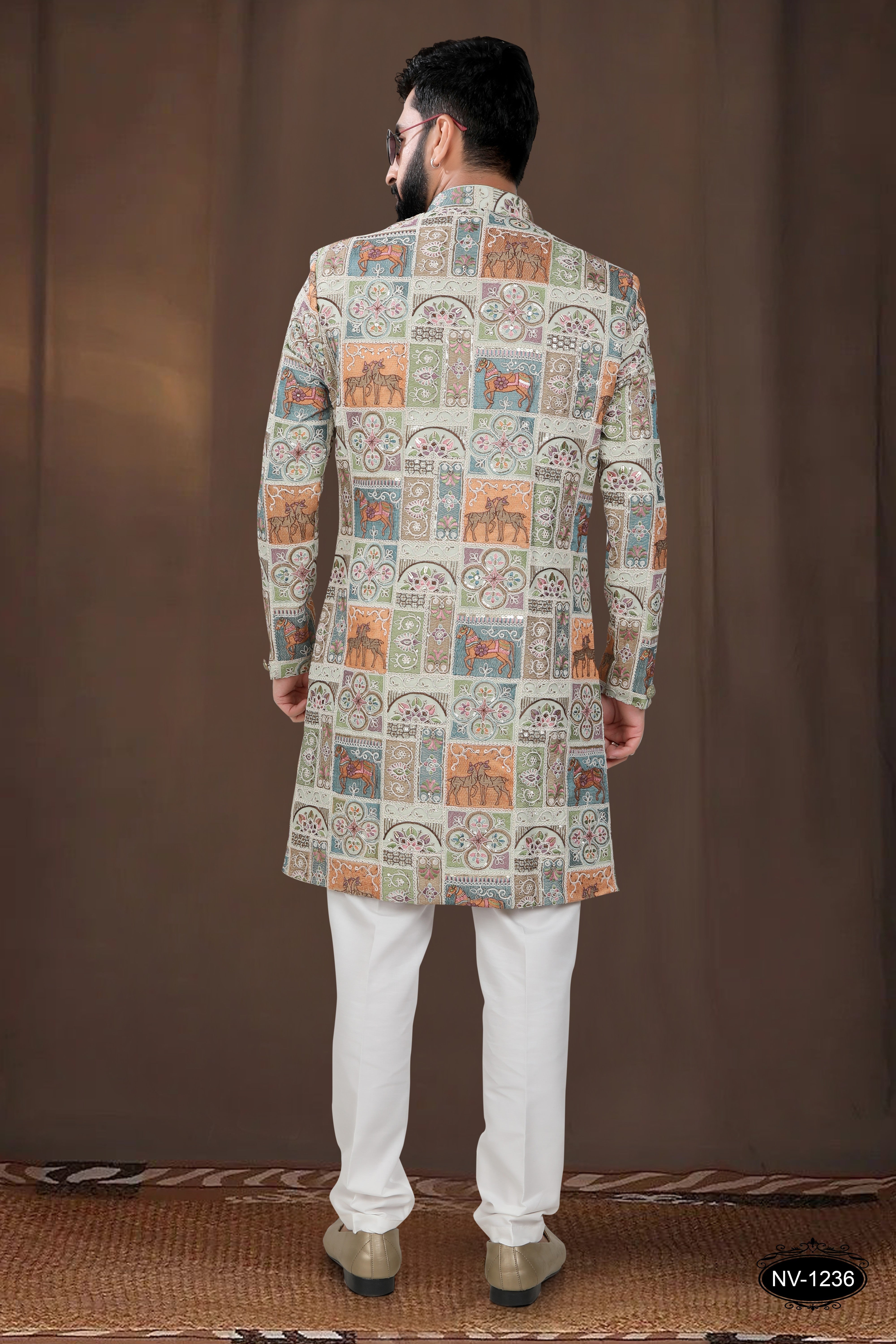 MULTI-TONE ( GREEN-BASE) TRADITIONAL INDO-WESTERN SET FOR EVERY WEDDING