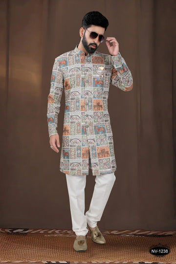 MULTI-TONE ( GREY-BASE ) TRADITIONAL INDO-WESTERN SET FOR EVERY WEDDING