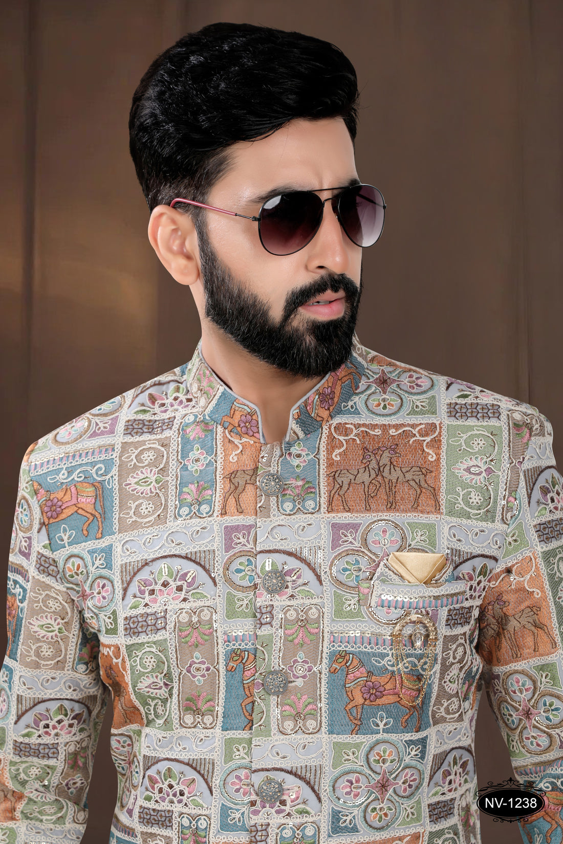 MULTI-TONE ( GREY-BASE ) TRADITIONAL INDO-WESTERN SET FOR EVERY WEDDING