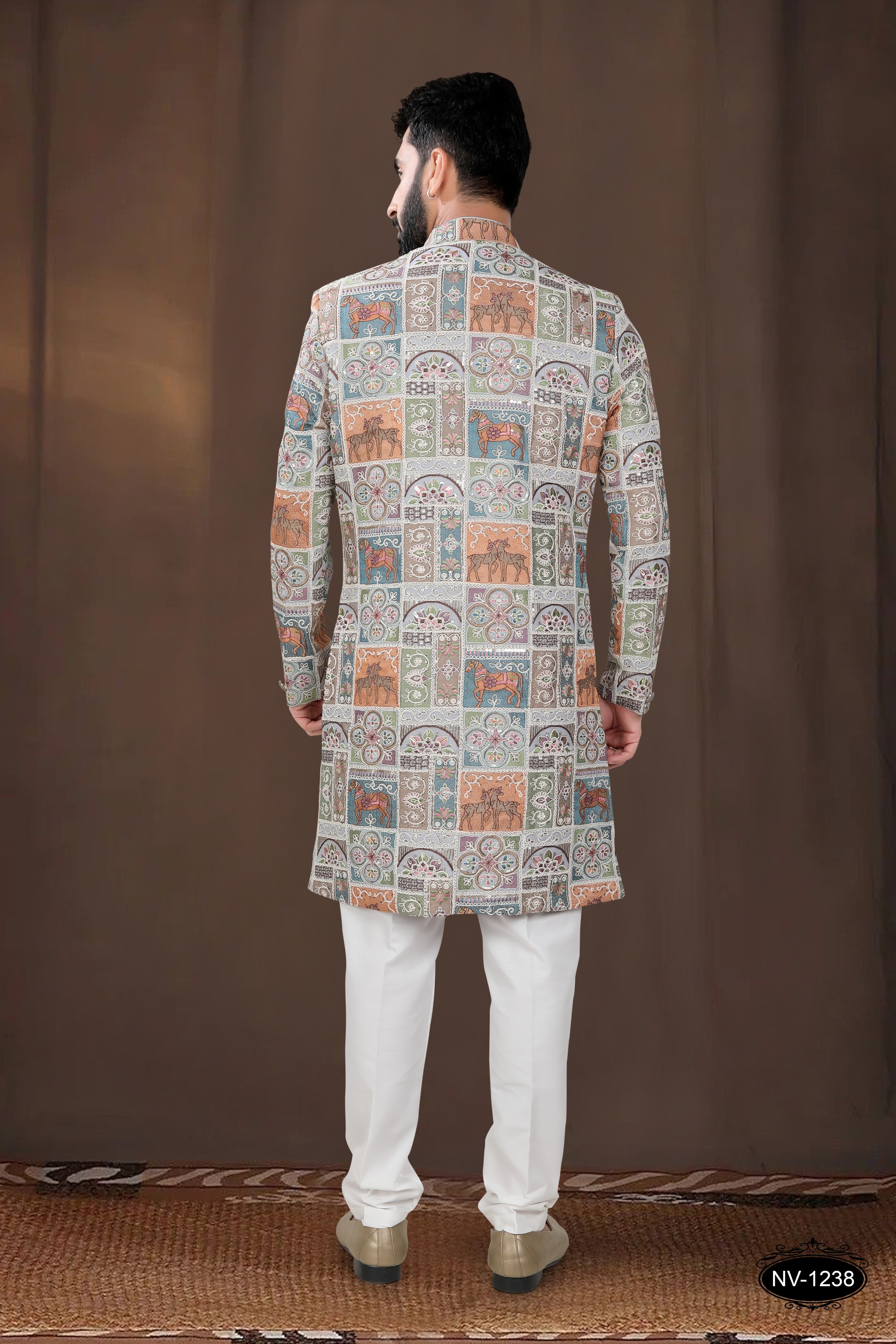 MULTI-TONE ( GREY-BASE ) TRADITIONAL INDO-WESTERN SET FOR EVERY WEDDING