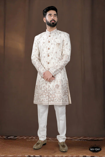 OFF-WHITE BASE INDO-WESTERN IN DESIGNER PANEL FOR EVERY OCCASIONS
