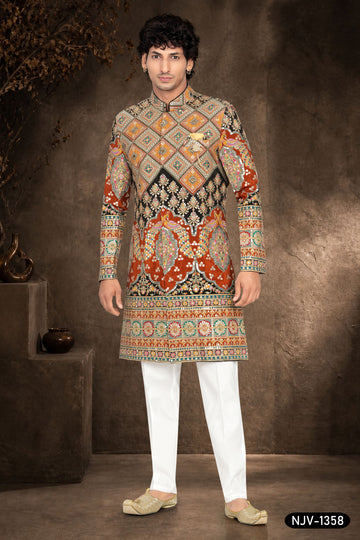 MULTI-TONE HUE INDO-WESTERN SET WITH HEAVY THREAD EMBROIDERY & PANEL