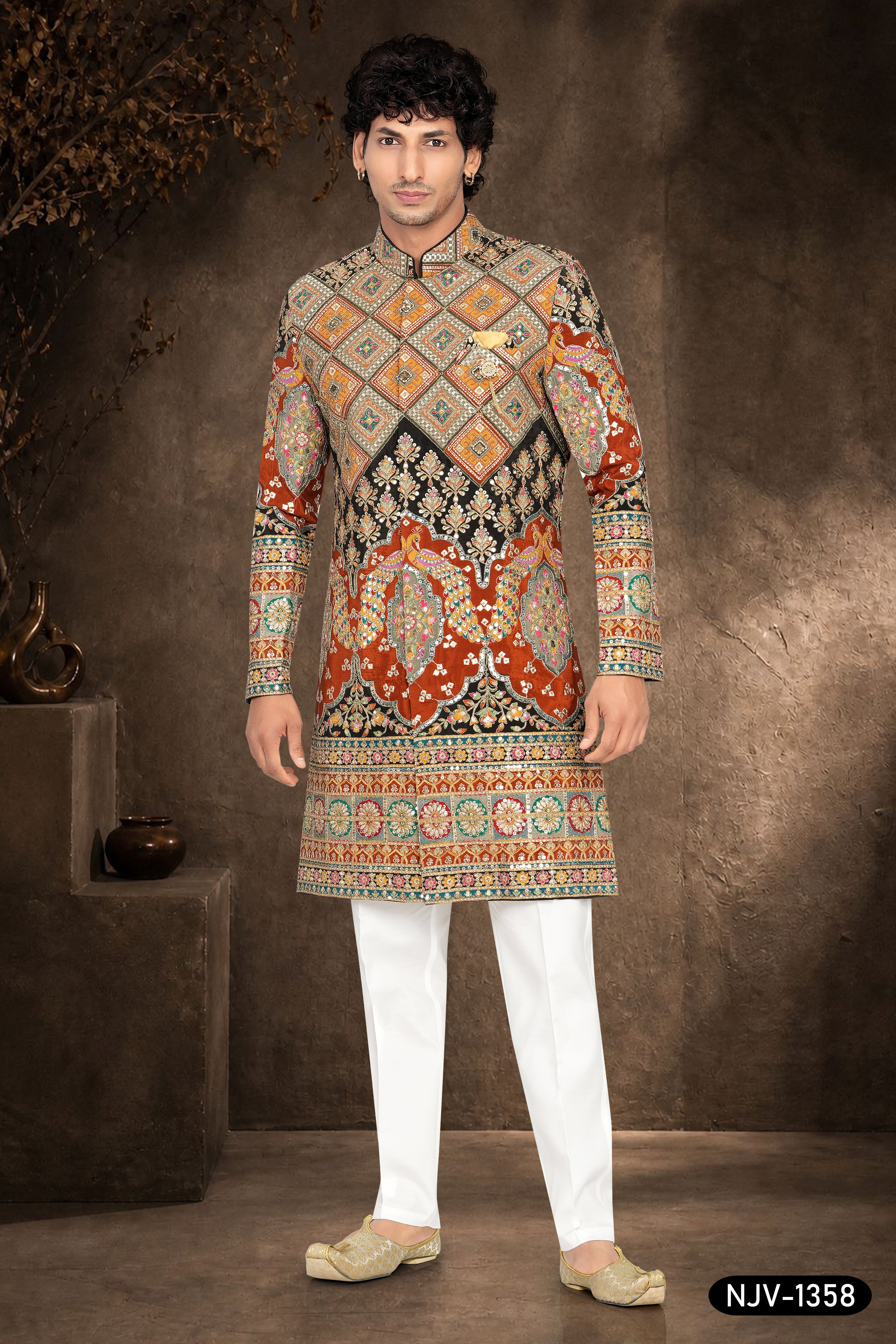 MULTI-TONE HUE INDO-WESTERN SET WITH HEAVY THREAD EMBROIDERY & PANEL