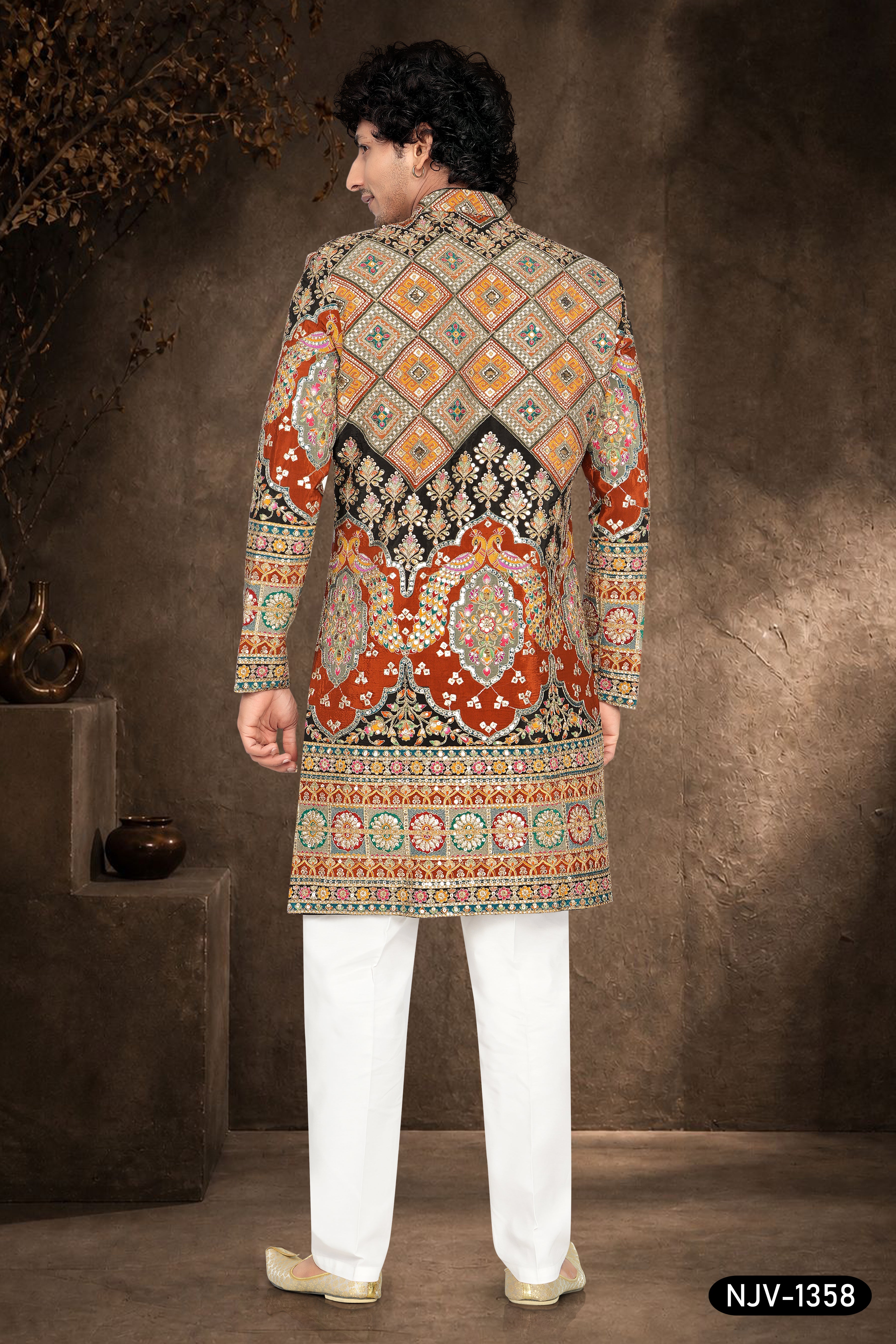 MULTI-TONE HUE INDO-WESTERN SET WITH HEAVY THREAD EMBROIDERY & PANEL