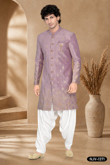 ONION-PINK HUE INDO-WESTERN WITH PATYALA