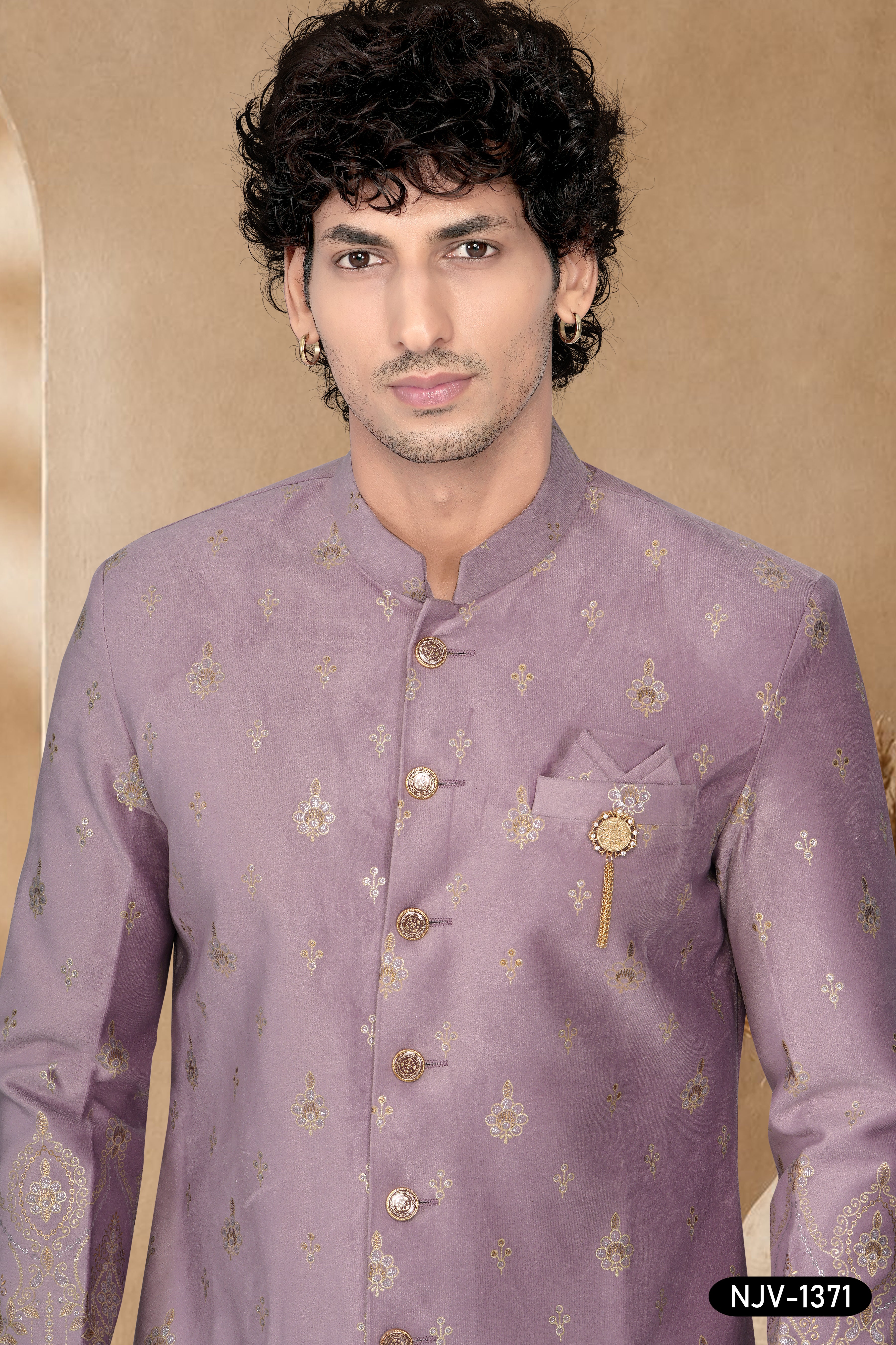 ONION-PINK HUE INDO-WESTERN WITH PATYALA