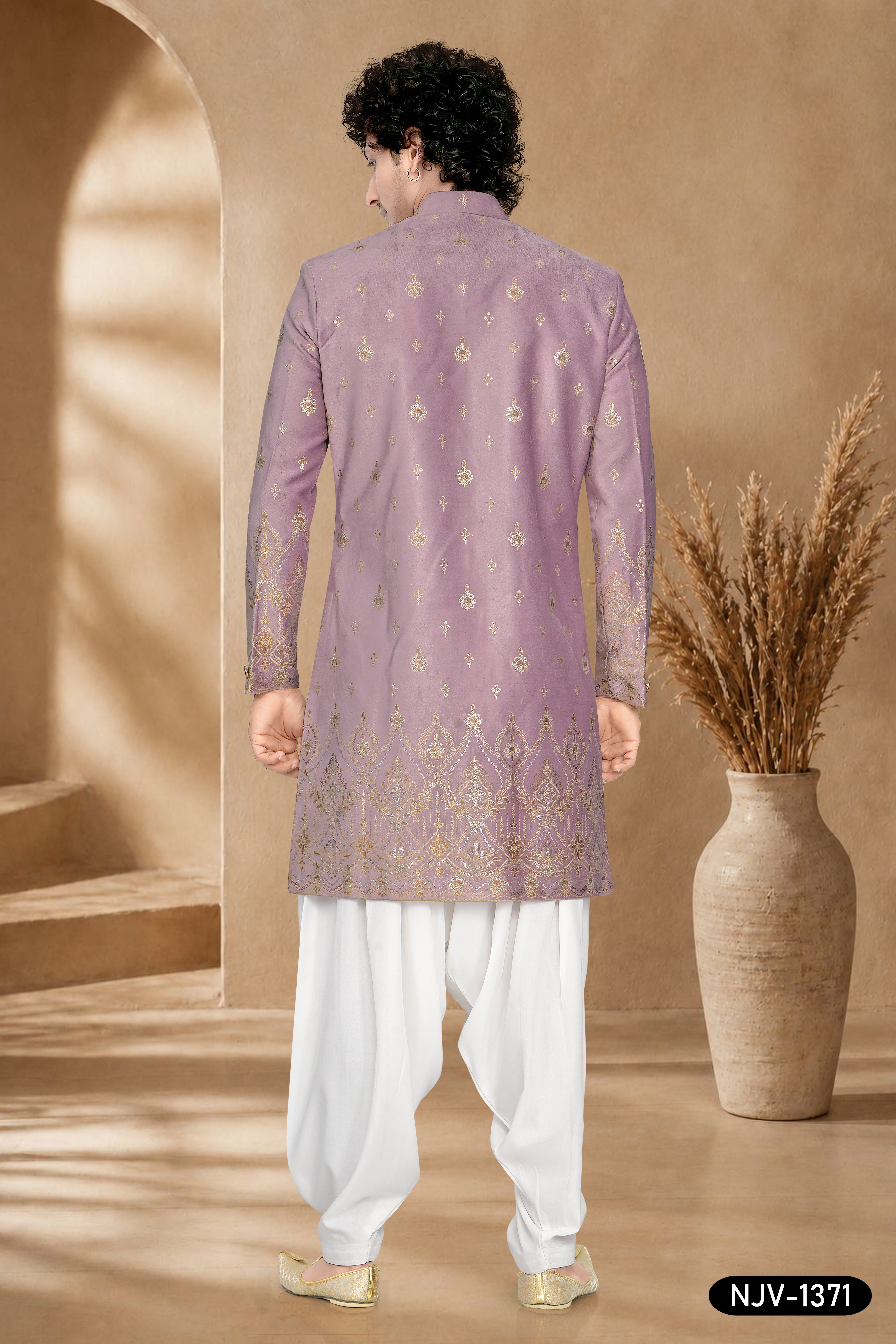 ONION-PINK HUE INDO-WESTERN WITH PATYALA