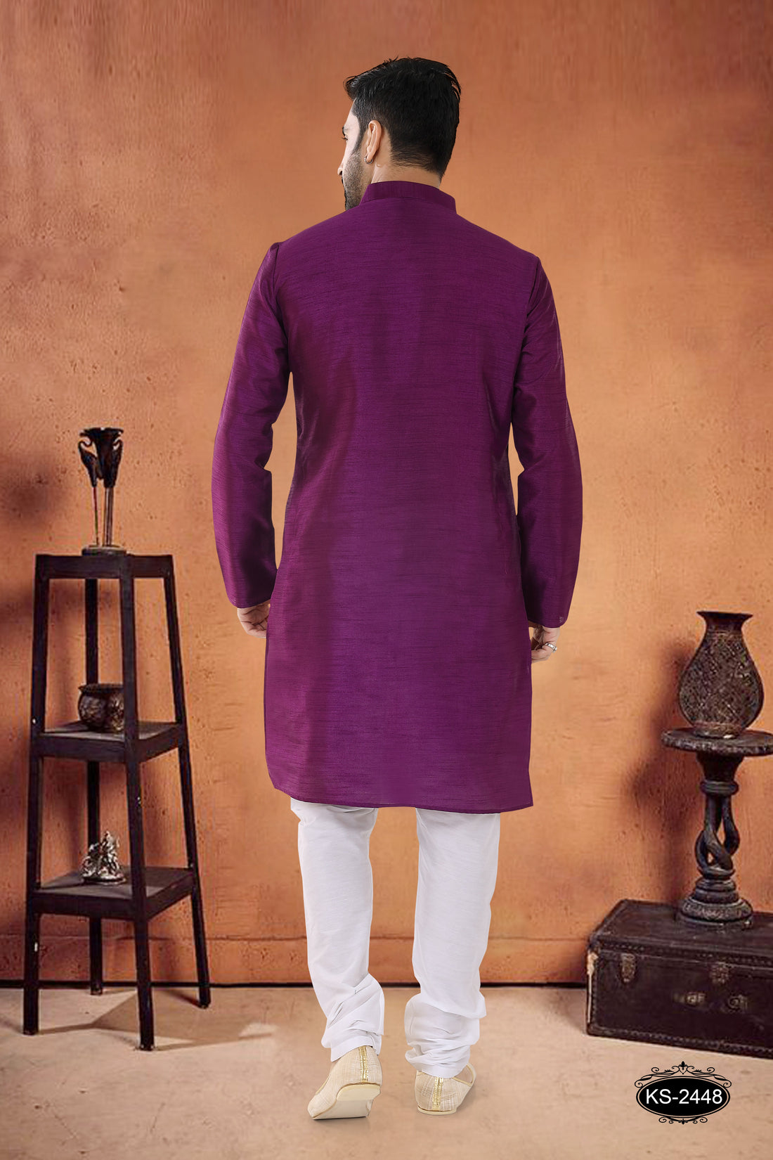 DESIGNER PATTA KURTA SET IN PURPLE TONE