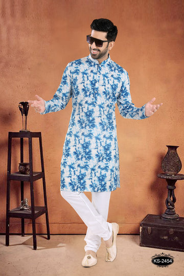 KURTA SET IN BLUE WITH UNIQUE SELF-DESIGN