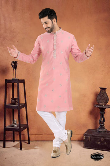 PINK TONE KURTA SET WITH THREAD EMBROIDERY ALL-OVER