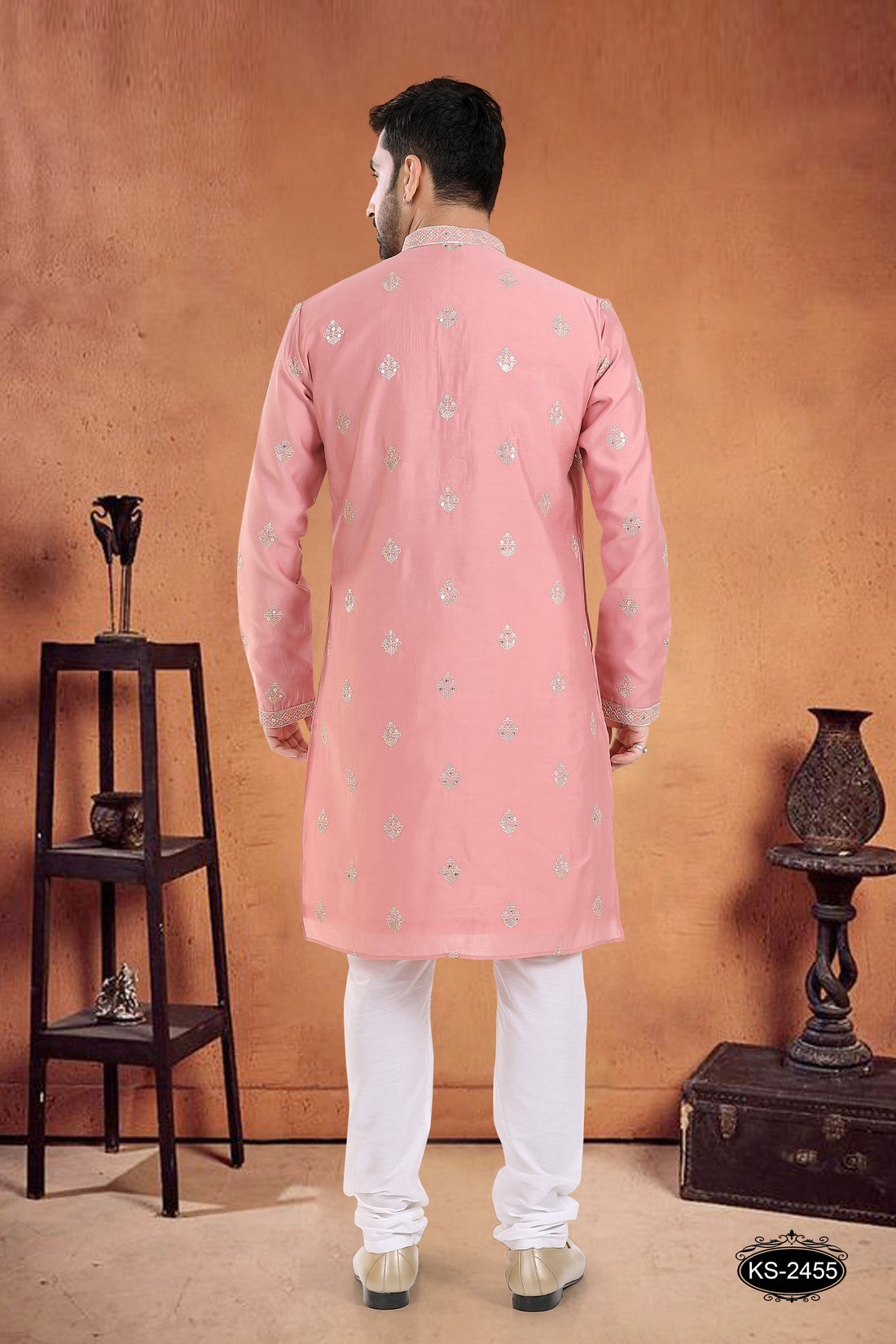 PINK TONE KURTA SET WITH THREAD EMBROIDERY ALL-OVER