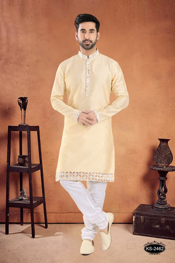 KURTA SET WITH DESIGNER PATTA IN GOLD TONE