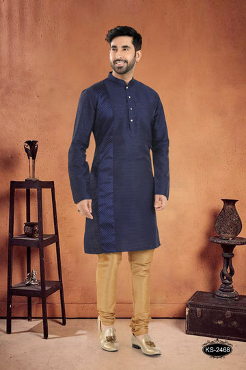 BLUE KURTA SET WITH DESIGNER PATTA ON SHOULDER