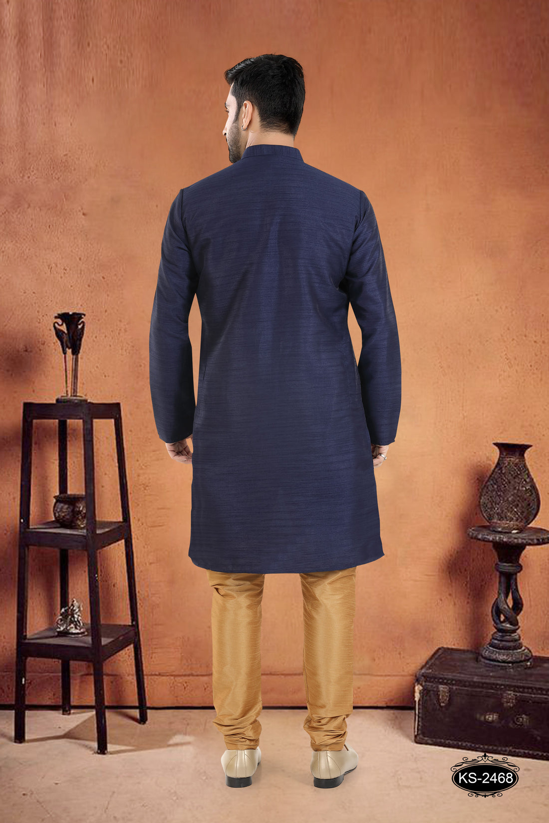 BLUE KURTA SET WITH DESIGNER PATTA ON SHOULDER
