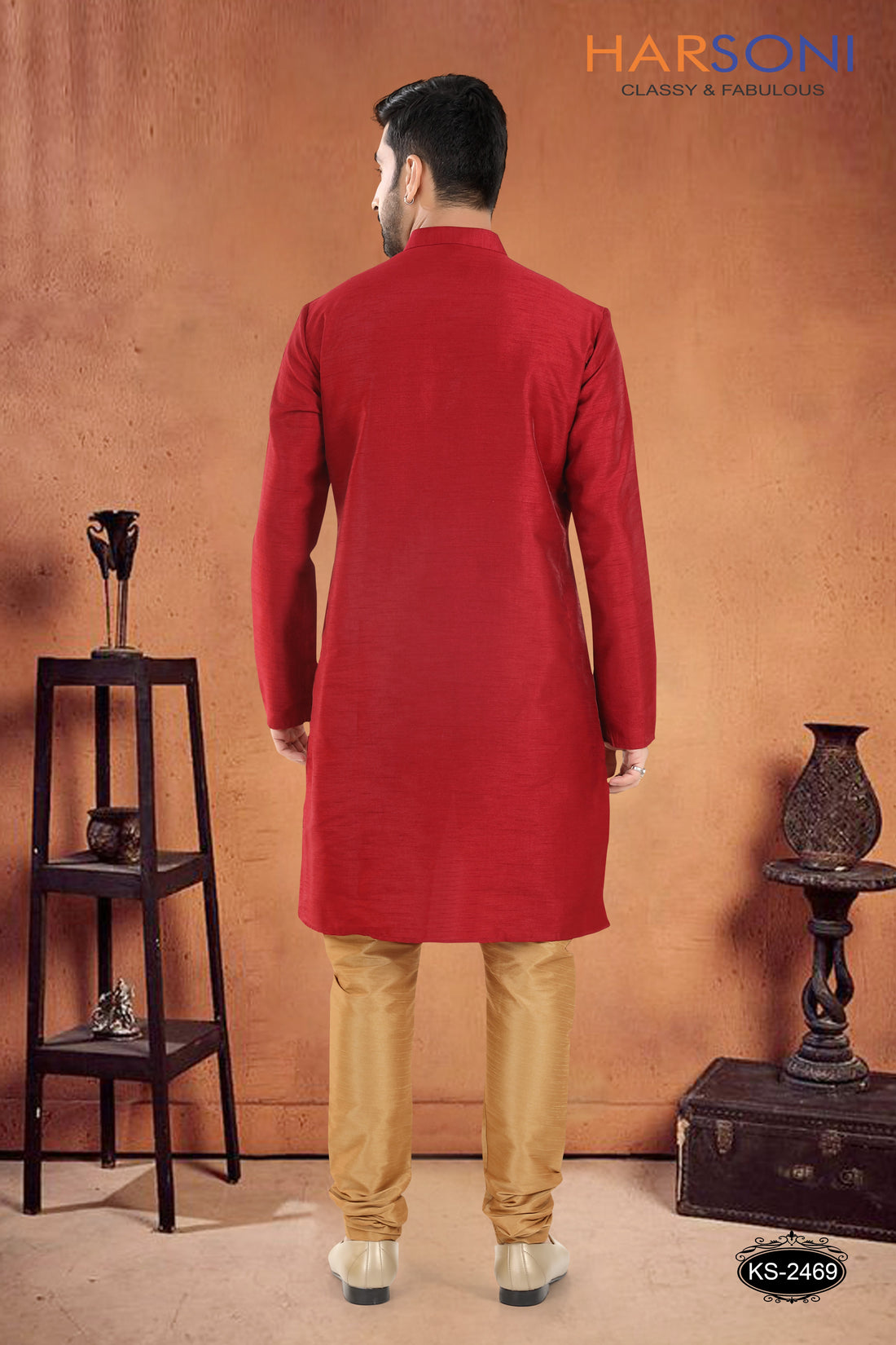 KURTA SET WITH DESIGNER PATTA IN RED TONE