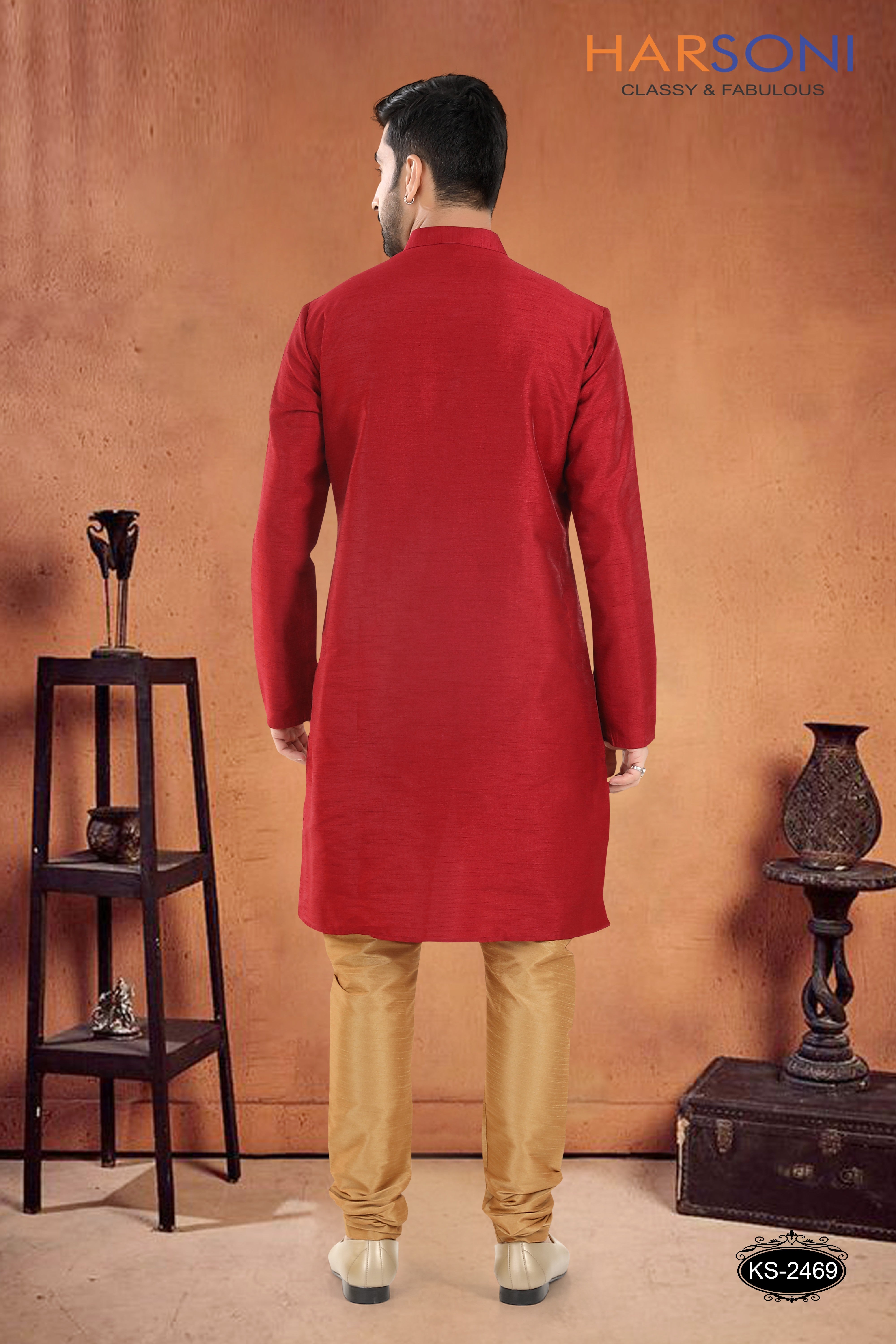 KURTA SET WITH DESIGNER PATTA IN RED TONE