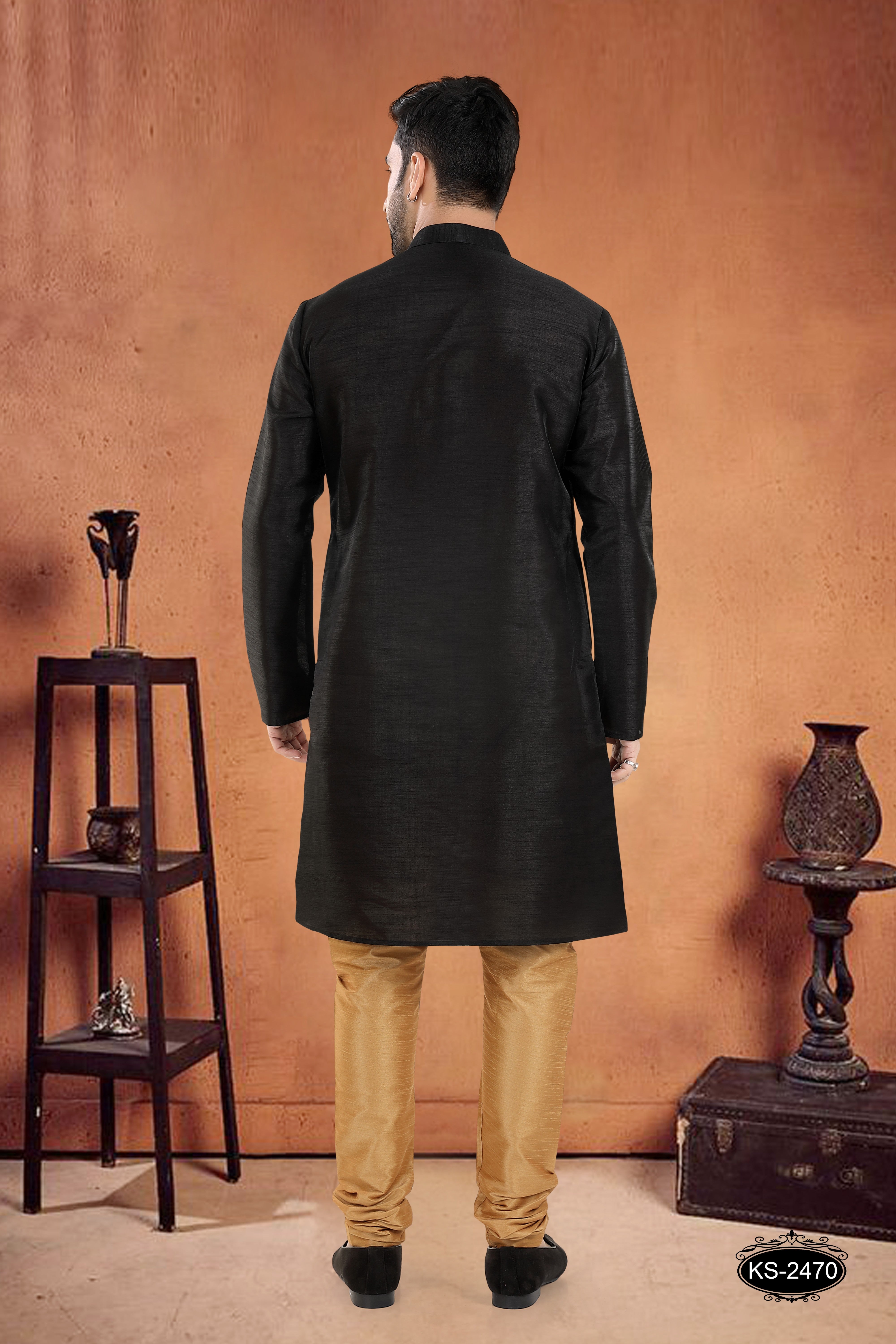 BLACK HUE KURTA SET WITH DESIGNER LACE IN UNIQUE PATTERN