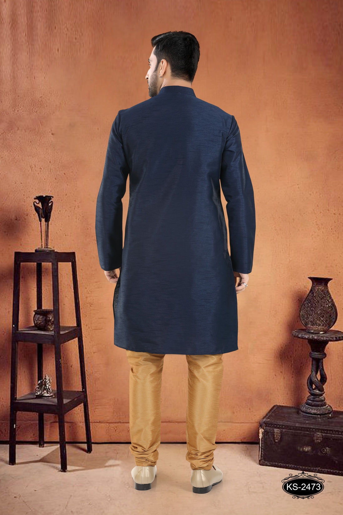 BLUE HUE KURTA SET WITH DESIGNER PATTA ON SHOULDER