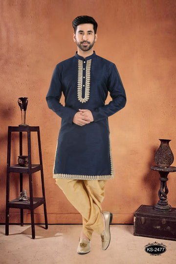 KURTA SET IN BLUE TONE WITH DESIGNER LACE