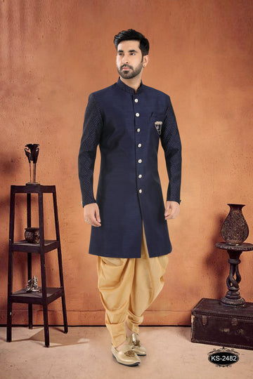 DESIGNER SLEEVES INDO-WESTERN SET IN BLUE HUE