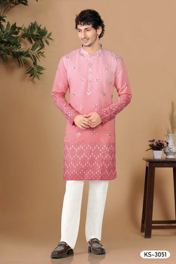 PINK TONE KURTA SET WITH HEAVY MIRROR WORK & PANEL