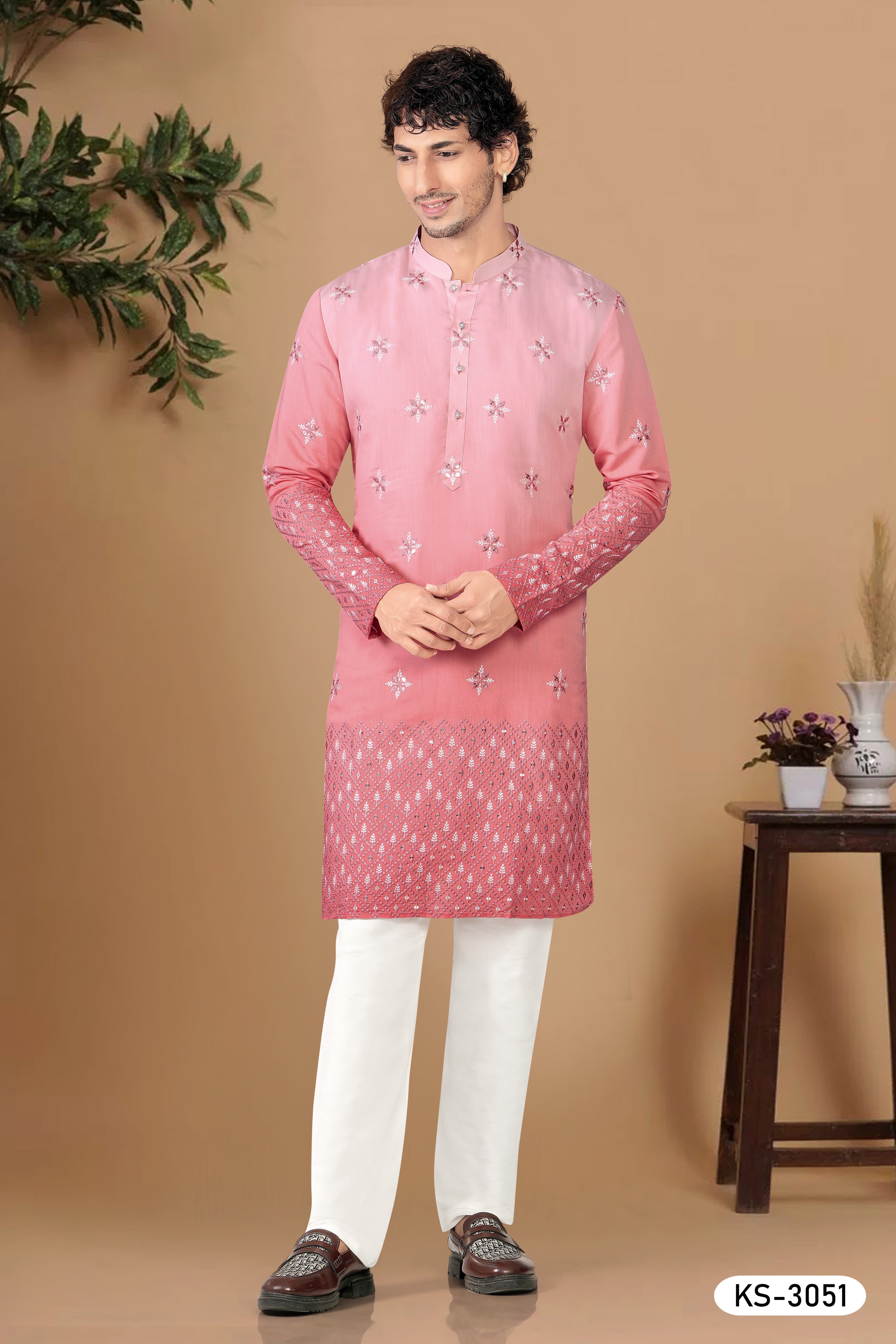 PINK TONE KURTA SET WITH HEAVY MIRROR WORK & PANEL