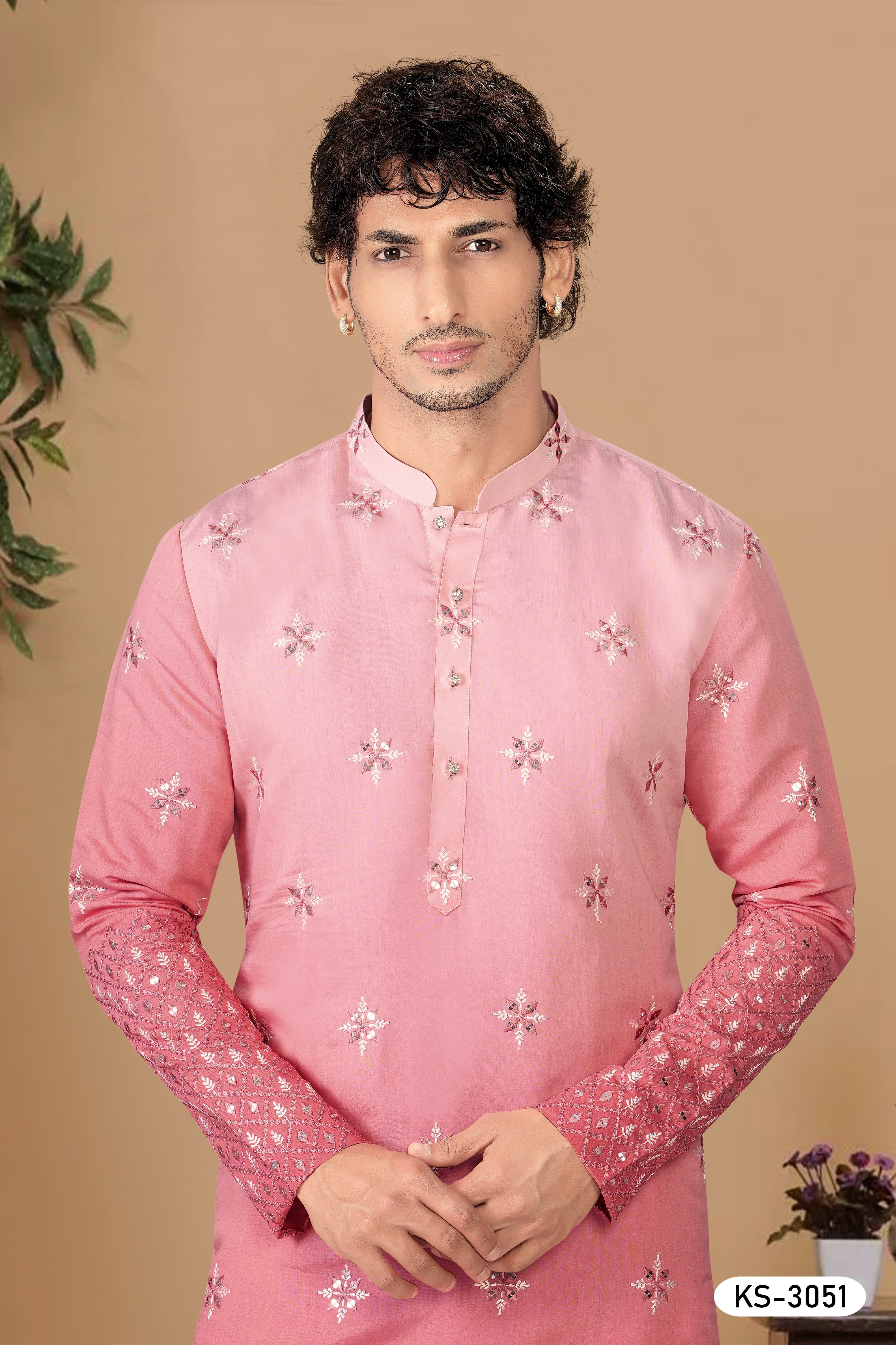 PINK TONE KURTA SET WITH HEAVY MIRROR WORK & PANEL