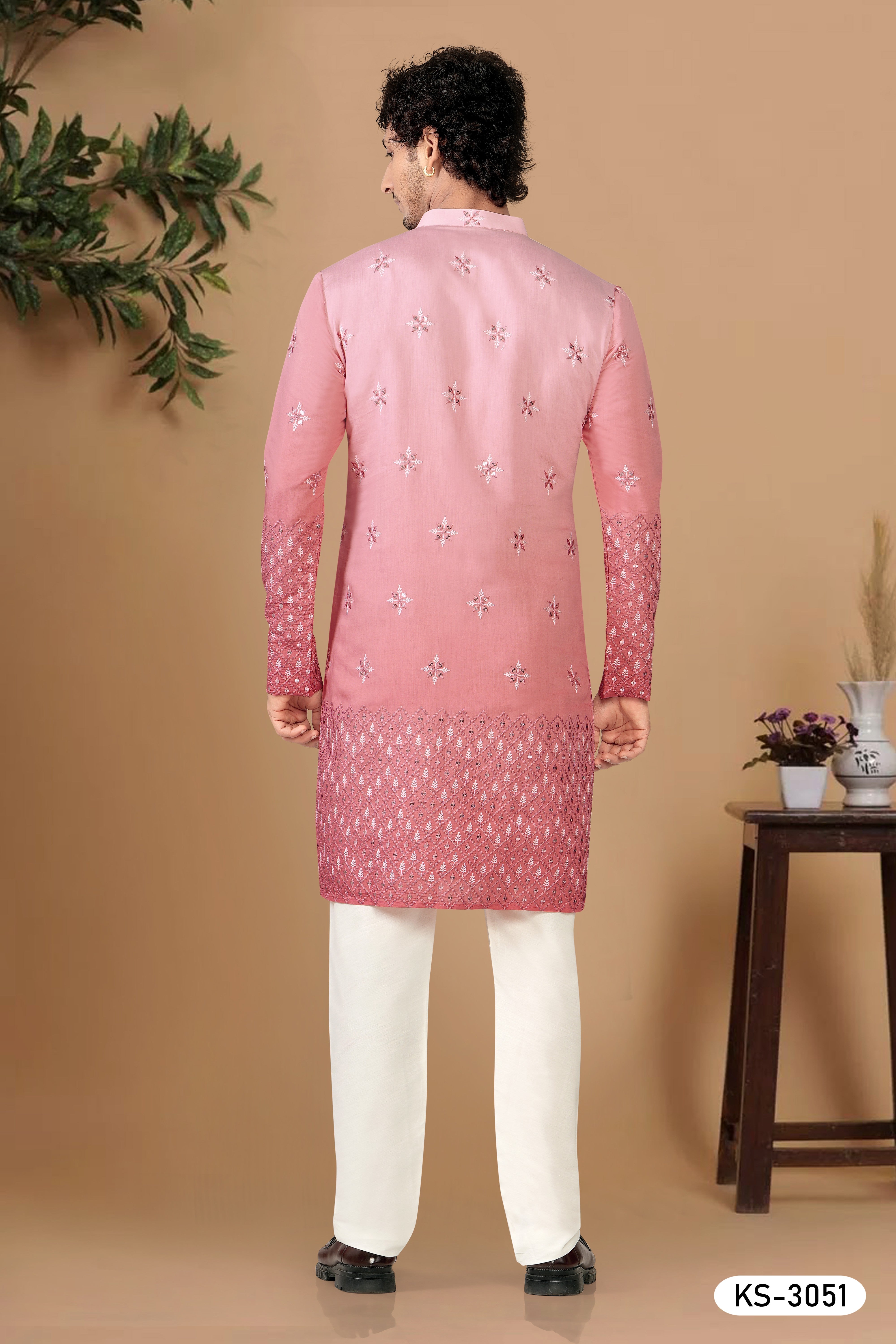 PINK TONE KURTA SET WITH HEAVY MIRROR WORK & PANEL