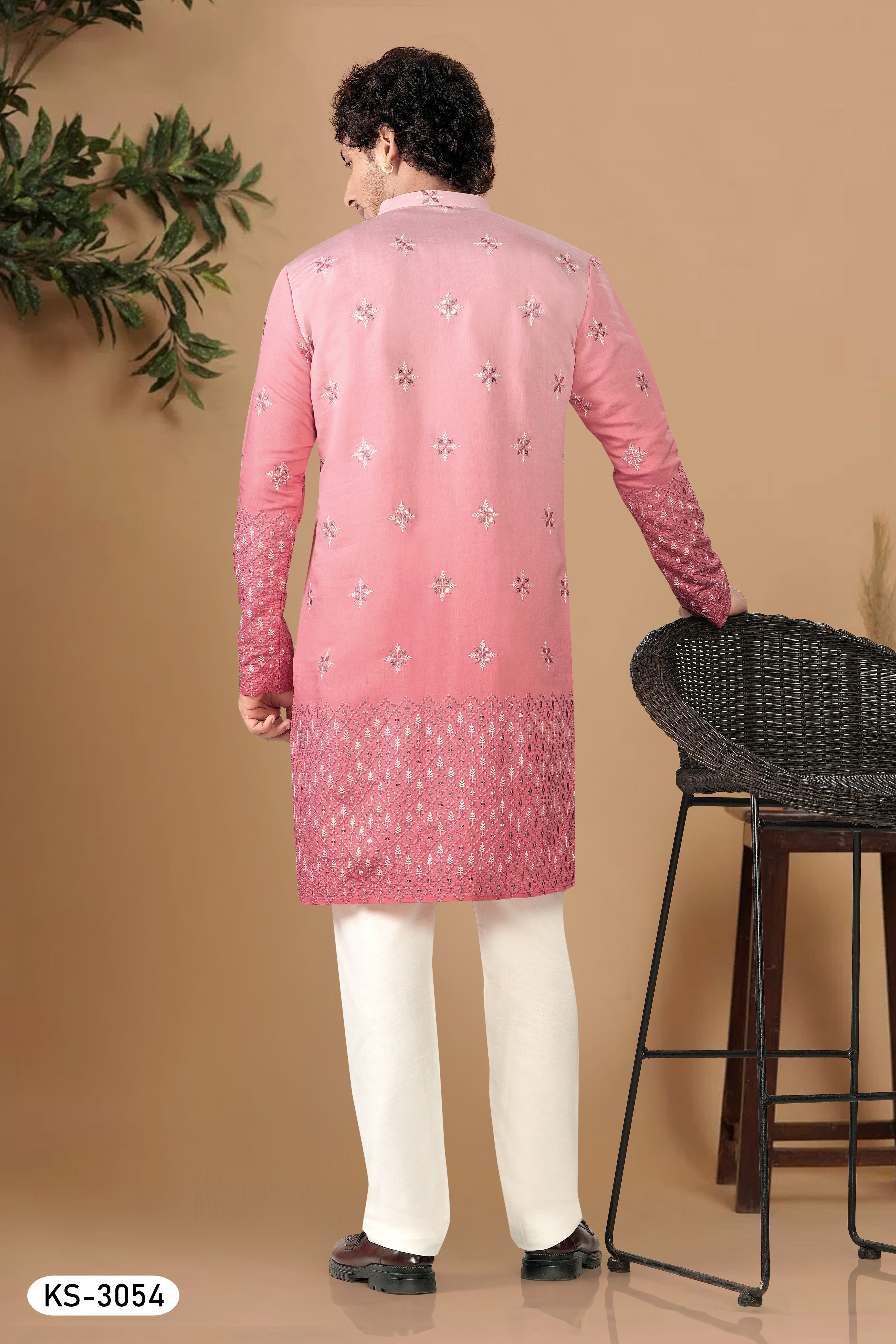 HEAVY MIRROR WORK WITH PANEL KURTA SET IN PINK TONE