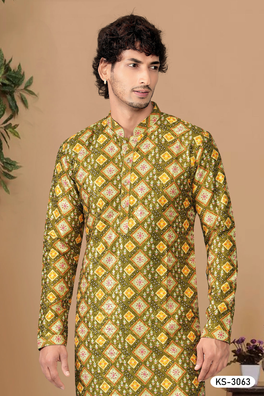 MEHANDI-GREEN HUE KURTA SET WITH ASTER