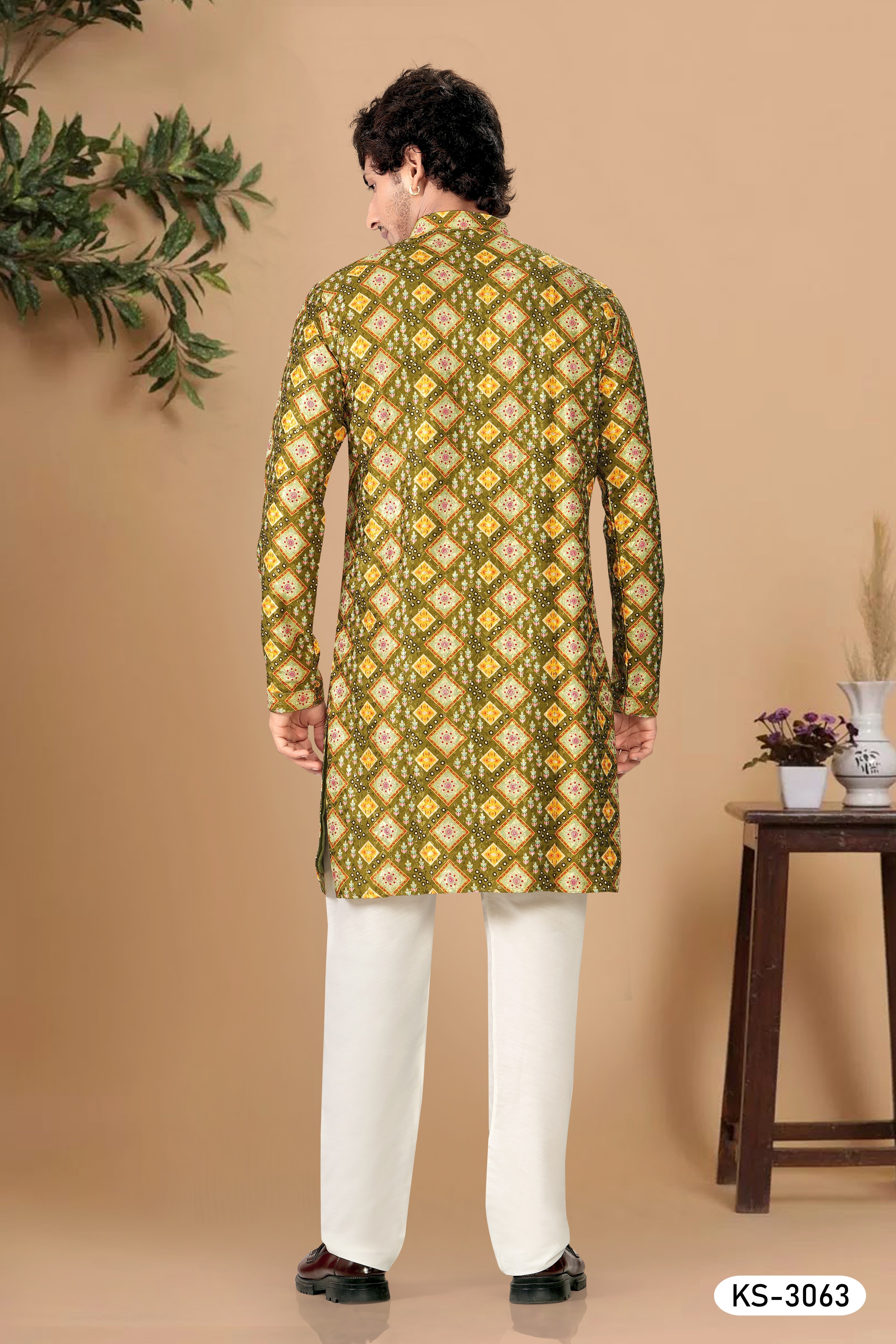 MEHANDI-GREEN HUE KURTA SET WITH ASTER