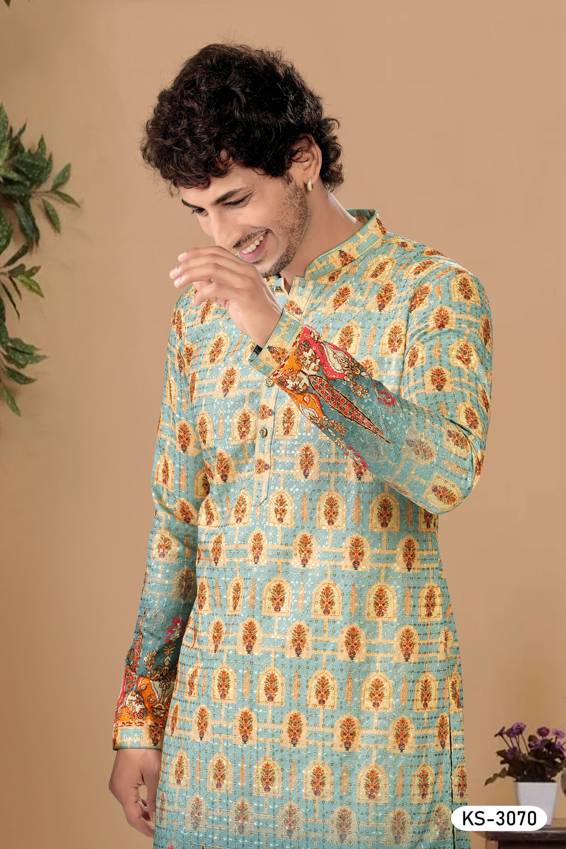 KURTA SET IN BLUE TONE WITH HEAVY PANEL