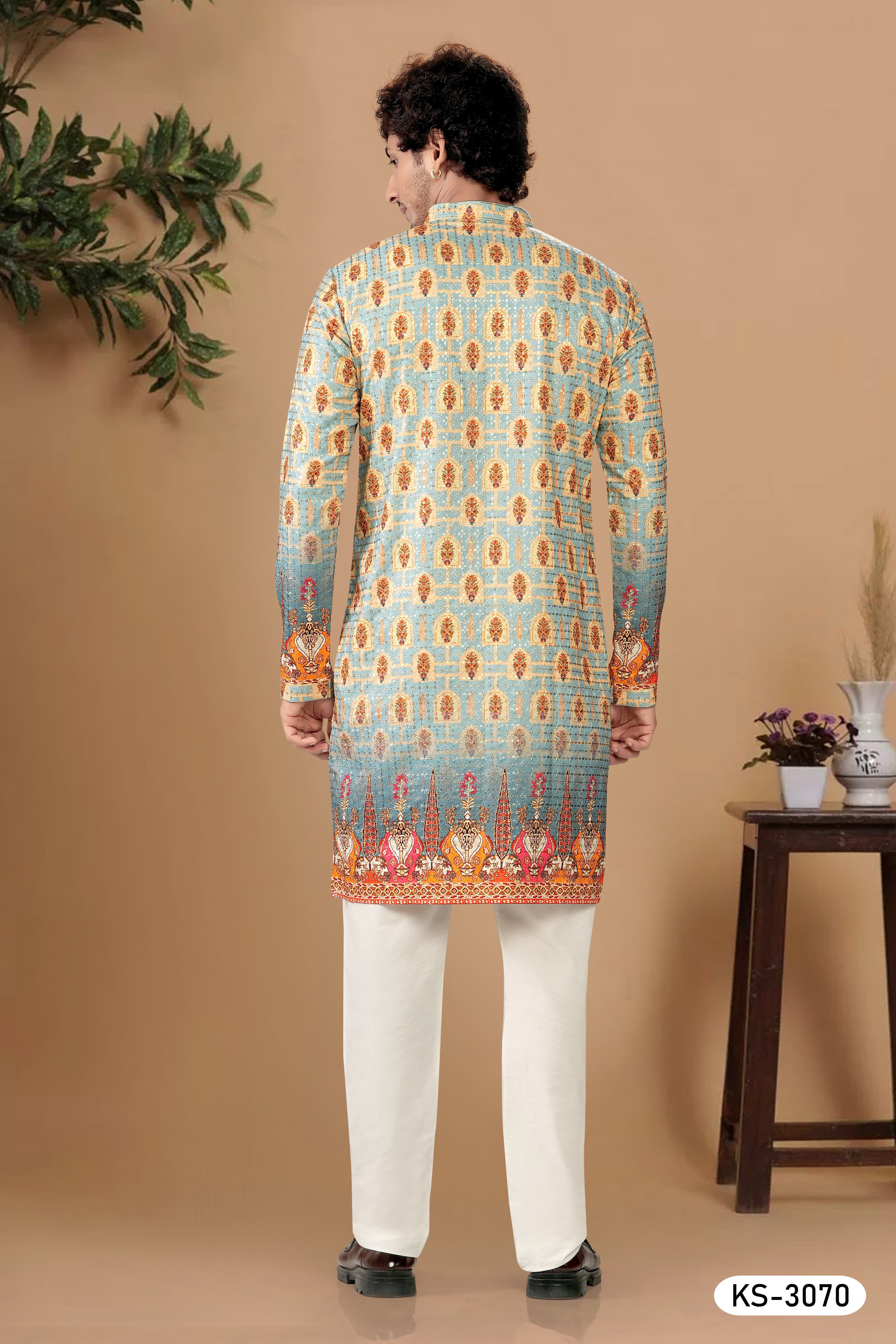 KURTA SET IN BLUE TONE WITH HEAVY PANEL