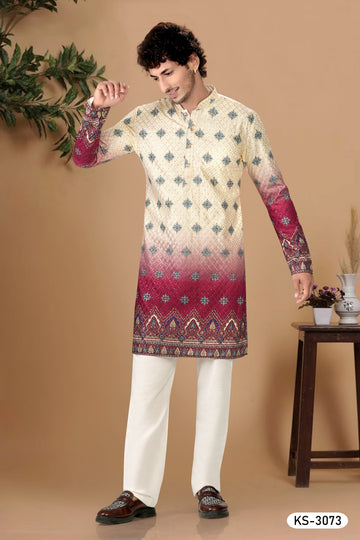 DUEL TONE KURTA SET WITH THREAD EMBROIDERY & HEAVY PANEL