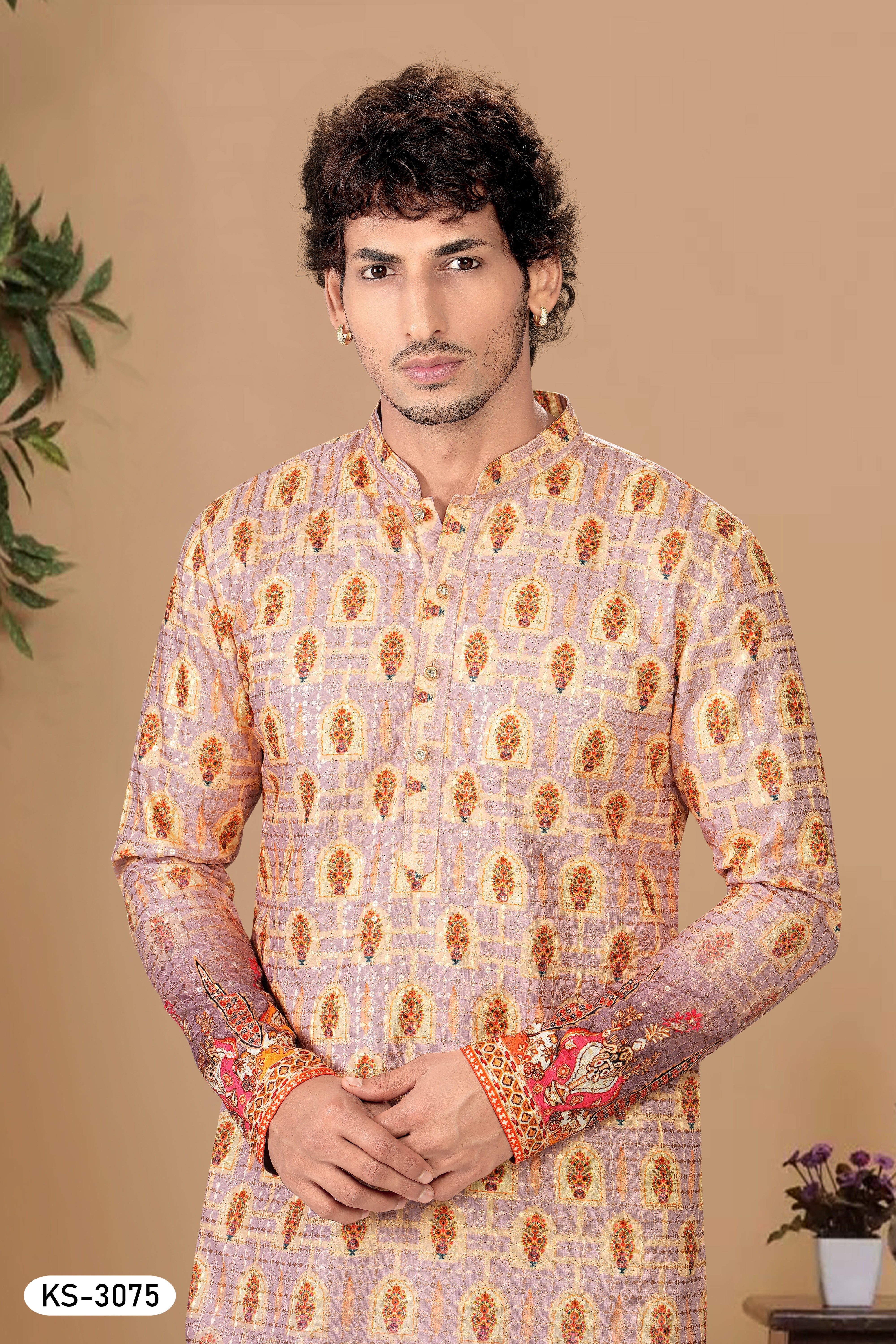 KURTA SET IN PURPLE-BASE ( MULTI-TONE ) WITH HEAY PANEL