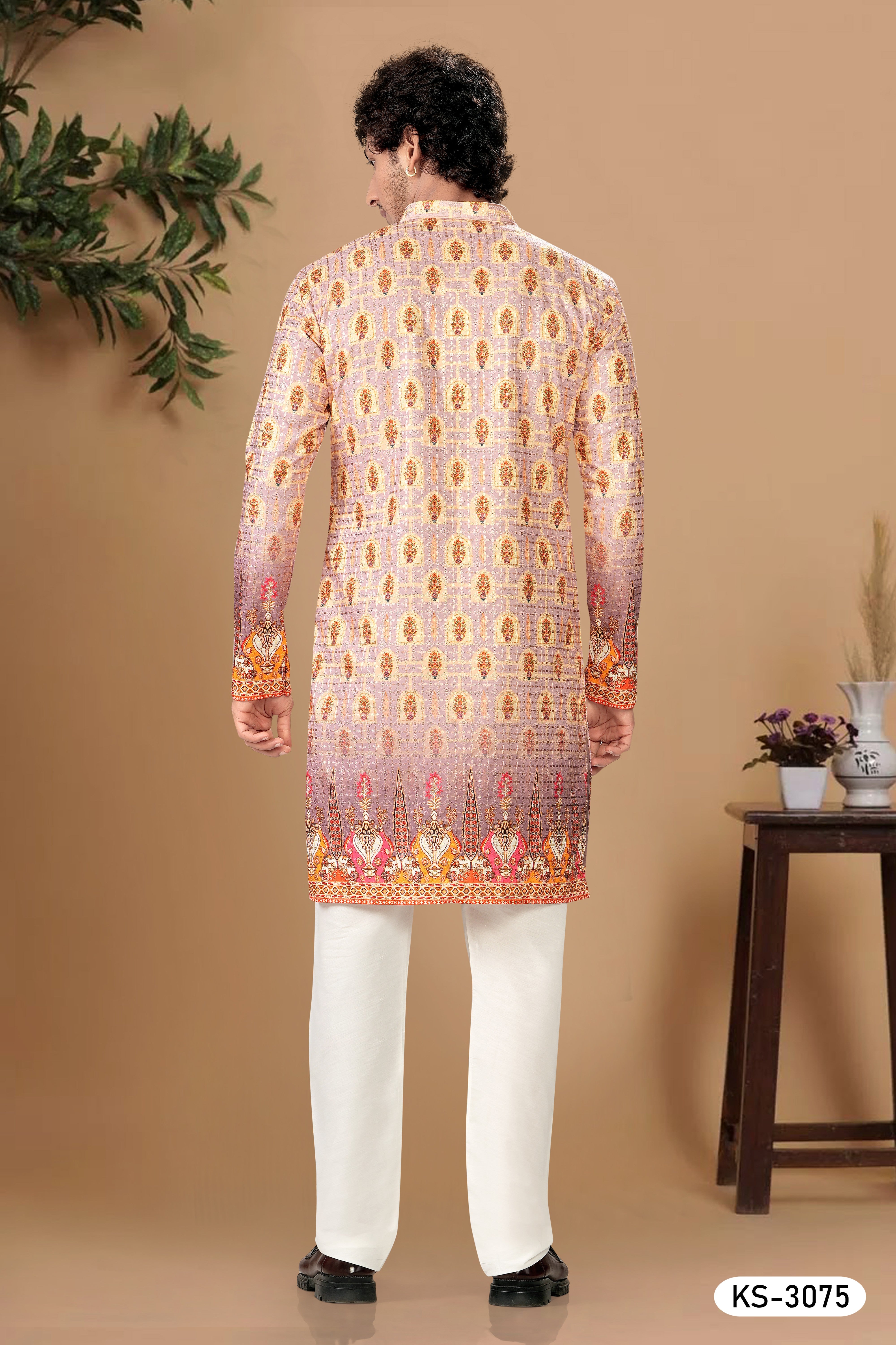 KURTA SET IN PURPLE-BASE ( MULTI-TONE ) WITH HEAY PANEL