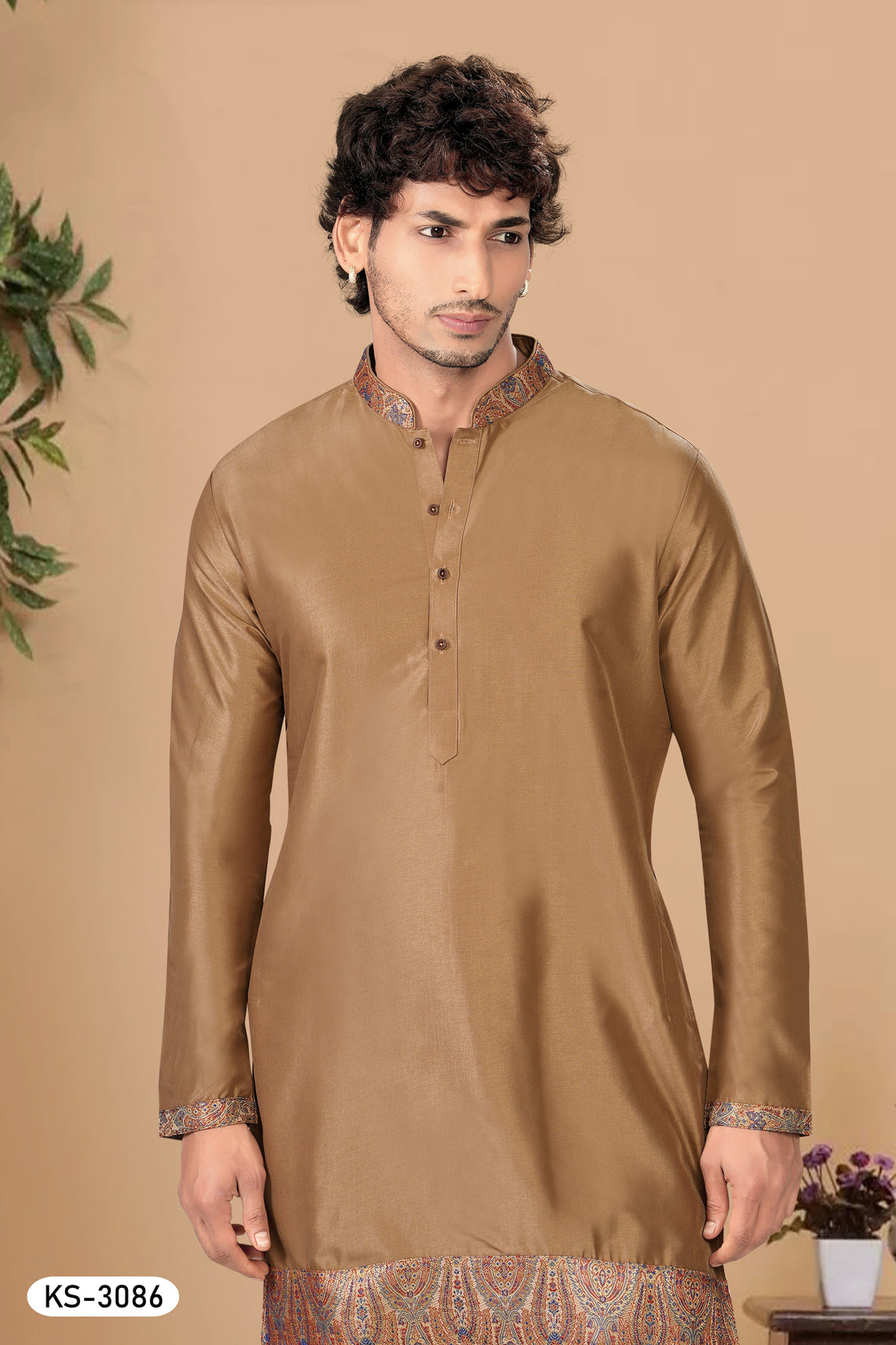 TRENDY BROWN SHORT KURTA WITH KOREAN PANT