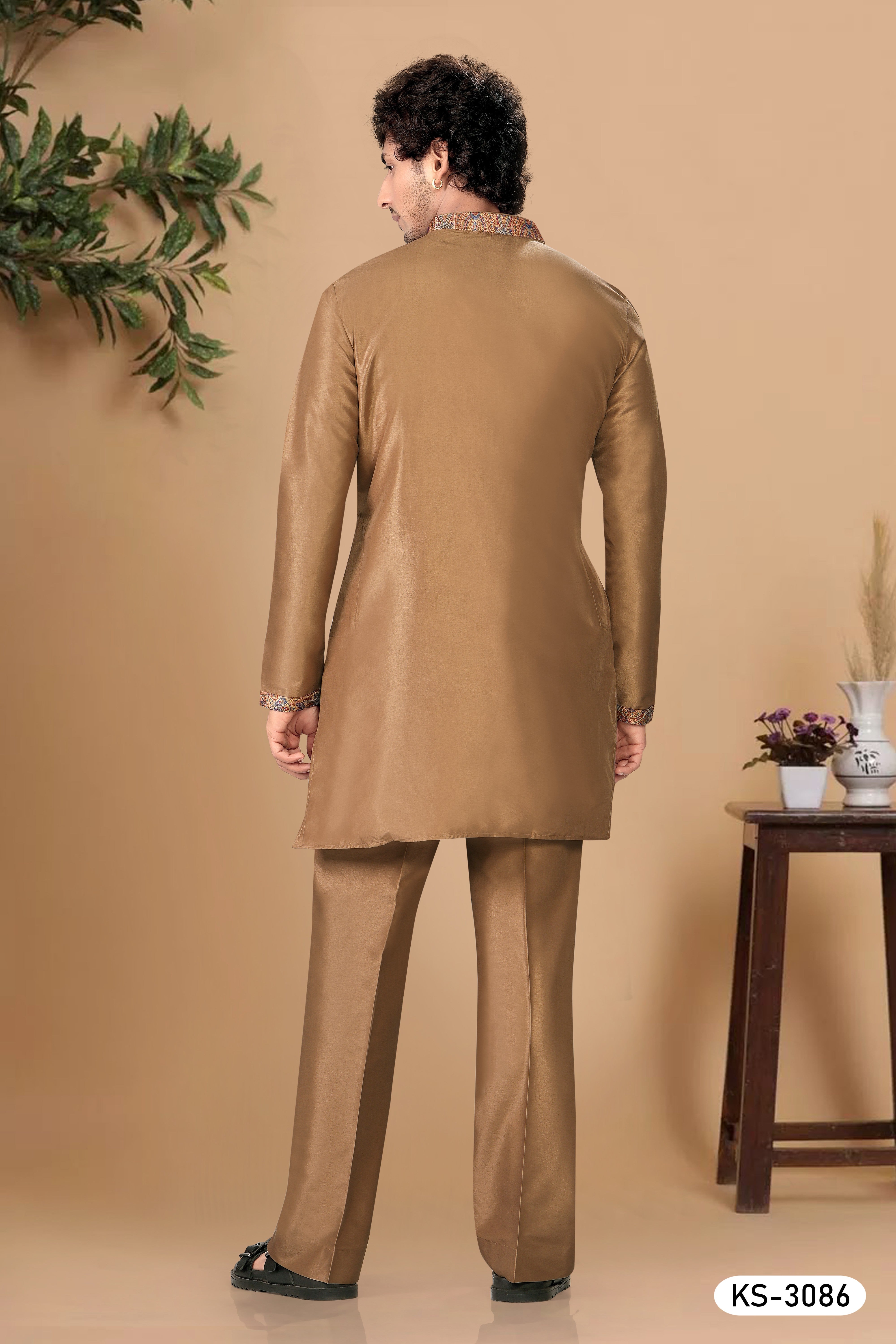 TRENDY BROWN SHORT KURTA WITH KOREAN PANT