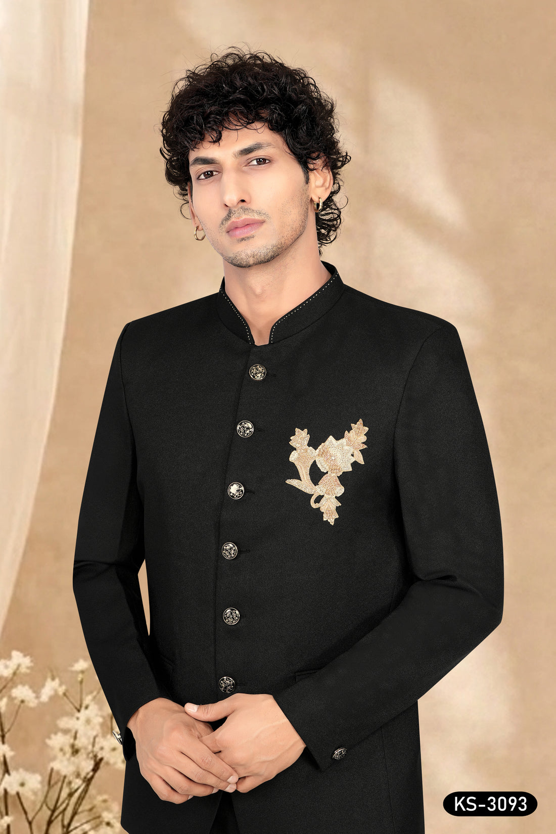 BANDGALA SET IN BLACK WITH THREAD & ZARI EMBROIDERY