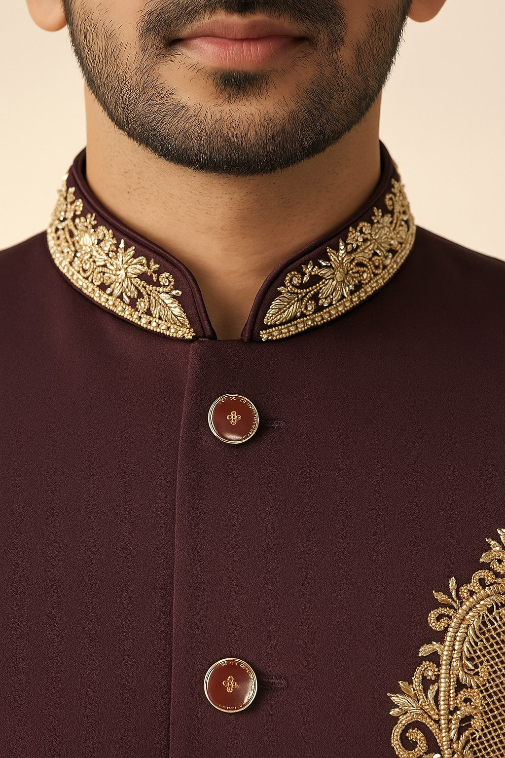 WINE HUE JODHPURI SET WITH HEAVY HAND EMBROIDERY FOR EVERY WEDDING CEREMONIES